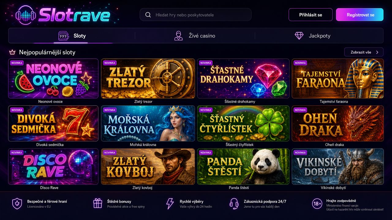 Ukázka webové stránky online kasina Slotrave