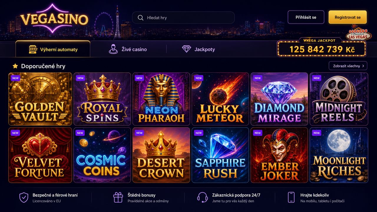Snímek obrazovky kasina Vegasino